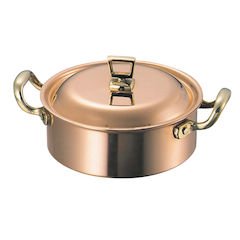 SW copper shallow type both hands pot (with lid) 18 cm 0152000