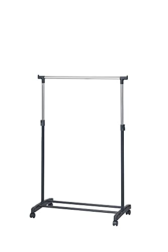 菊屋(KIKUYA) Park Lane TP-10269BK Height Telescopic Pipe Hanger Rack Single with Wheels Black