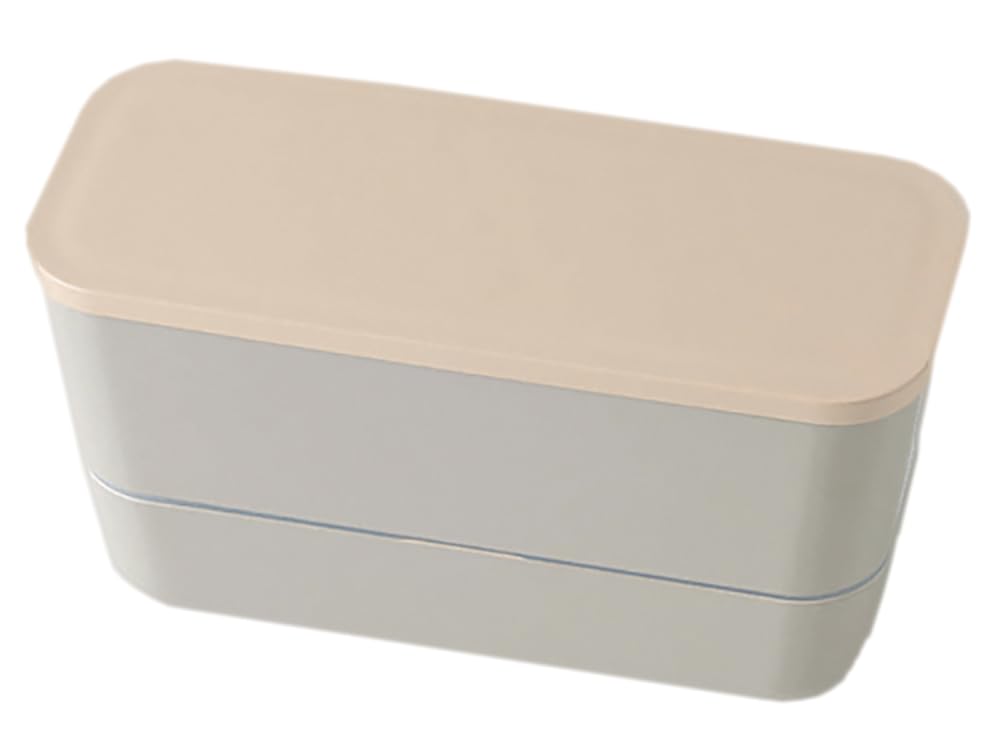TAKENAKA T-36398 SUKITTO Skit 2-Tier Lunch Box, Made in Japan, Gray (Upper Level) 12.8 fl oz (380 ml), Lower Level, 6.7 fl oz (220 ml)