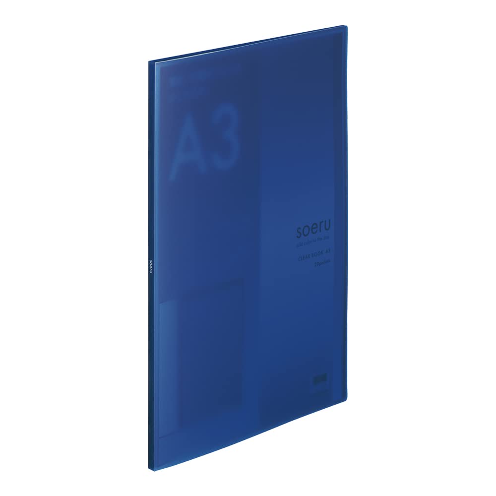 Lihit Lab SOERU N8133-11 Clear Book, A3, 20 Pockets, Indigo Blue, Drawing