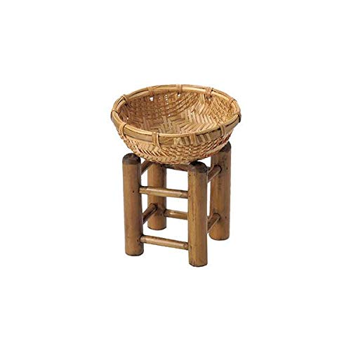 Chidorisangyou Basket, Brown, Basket: φ5.9 x H2.8 inches (15 x 7 cm), Base: W 3.9 x D 3.9 x H 4.9 inches (10