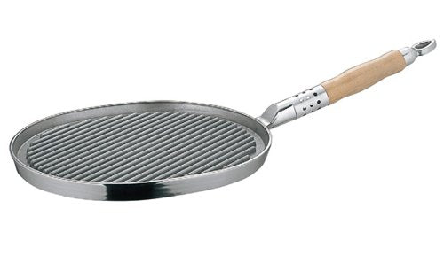 Aluminum Imono Oval Shape with Diagonal Groove Steak Pan, Small, 10.4 x 9.6 inches (265 x 245 mm)