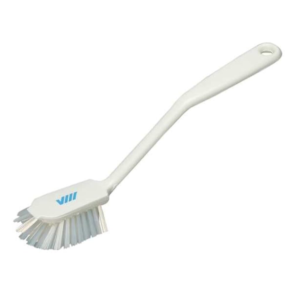 Remco 2 25/64 in W Dish Brush, Medium, 8 in L Handle, 3 1/8 in L Brush, White, Plastic 42375-1 Each