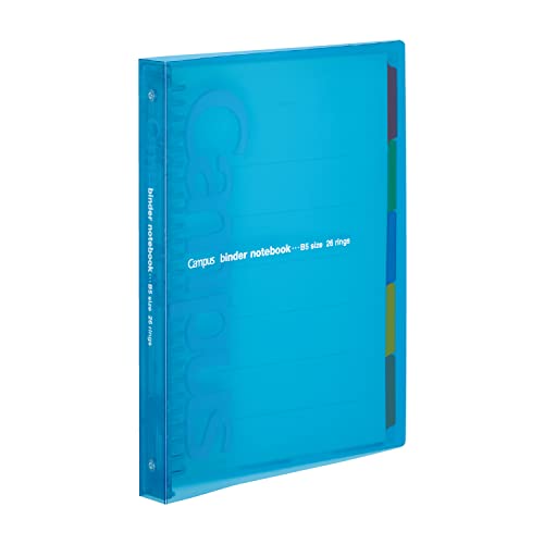 Kokuyo Campus Slide Binder with 5 Tab Dividers, Middle Type, B5, 26 Holes, Up to 100 Sheets, Blue (RU-P333NB)