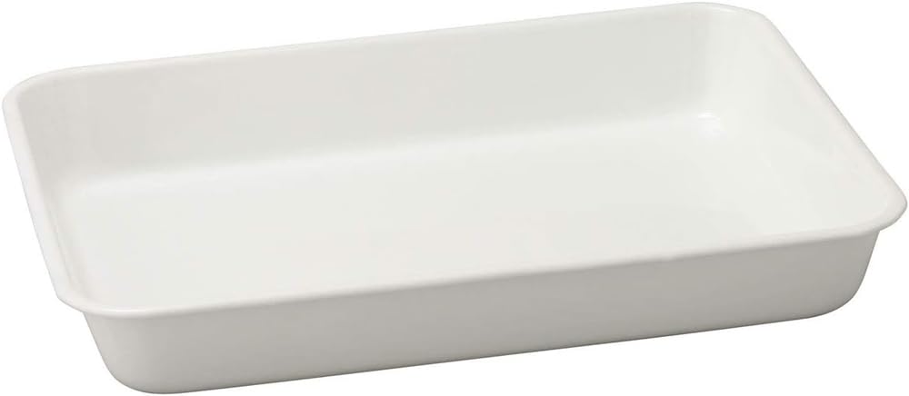 Nodahoro VA-10W Enameled Bat, Heat Resistant, 10 Pieces, 14.4 x 10.6 x 2.1 inches (36.4 x 26.8 x 5.3 cm), Tray, Cooking, Made in Japan, White