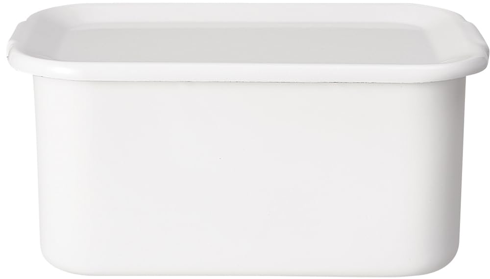 Nodahoro WFH-LL Storage Container, Enamel, Heat-Resistant, Rectangle, Deep, LL Size, With Enamel Lid, White Series, Made in Japan