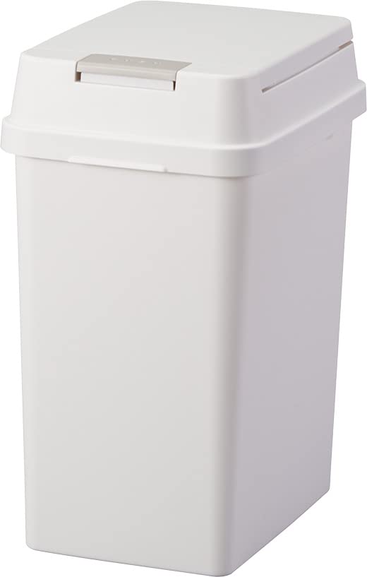 Asbel Trash Can with Lid, Kitchen, 5.6 gal (20 L), Airtight, Push, Raw Garbage, Diapers, Pet Sheets, White, Made in Japan