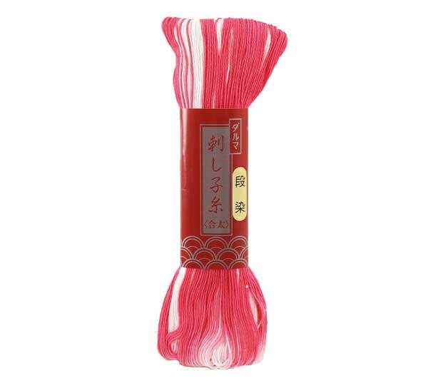 Yokota Daruma Sashiko Thread, Medium-Thick, Gradation Dye, 100m, Col. 51 Pink, 01-2112