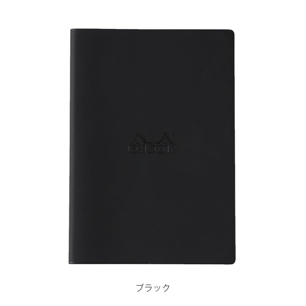 Rhodia Stapled Notebook Cover/Basic Black 6.0 x 8.6 inches (15.3 x 21.8 cm), Stapled Notebook (5.7 x 8.3 inches (14.6 x 21 cm), 0.2 inch (5 mm) Graph with Orange) Water Repellent Cover cf119184bk