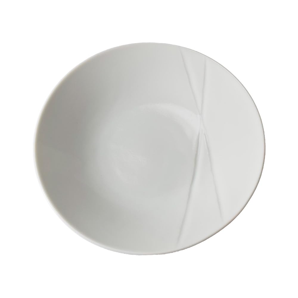EAST Table yex-042-1 Medium Plate, Porcelain, White Wire Carved, X Outlet, Clear White A, Diameter 7.2 x Height 1.3 inches (18.2 x 3.2 cm), Made in Japan, Microwave and Dishwasher Safe