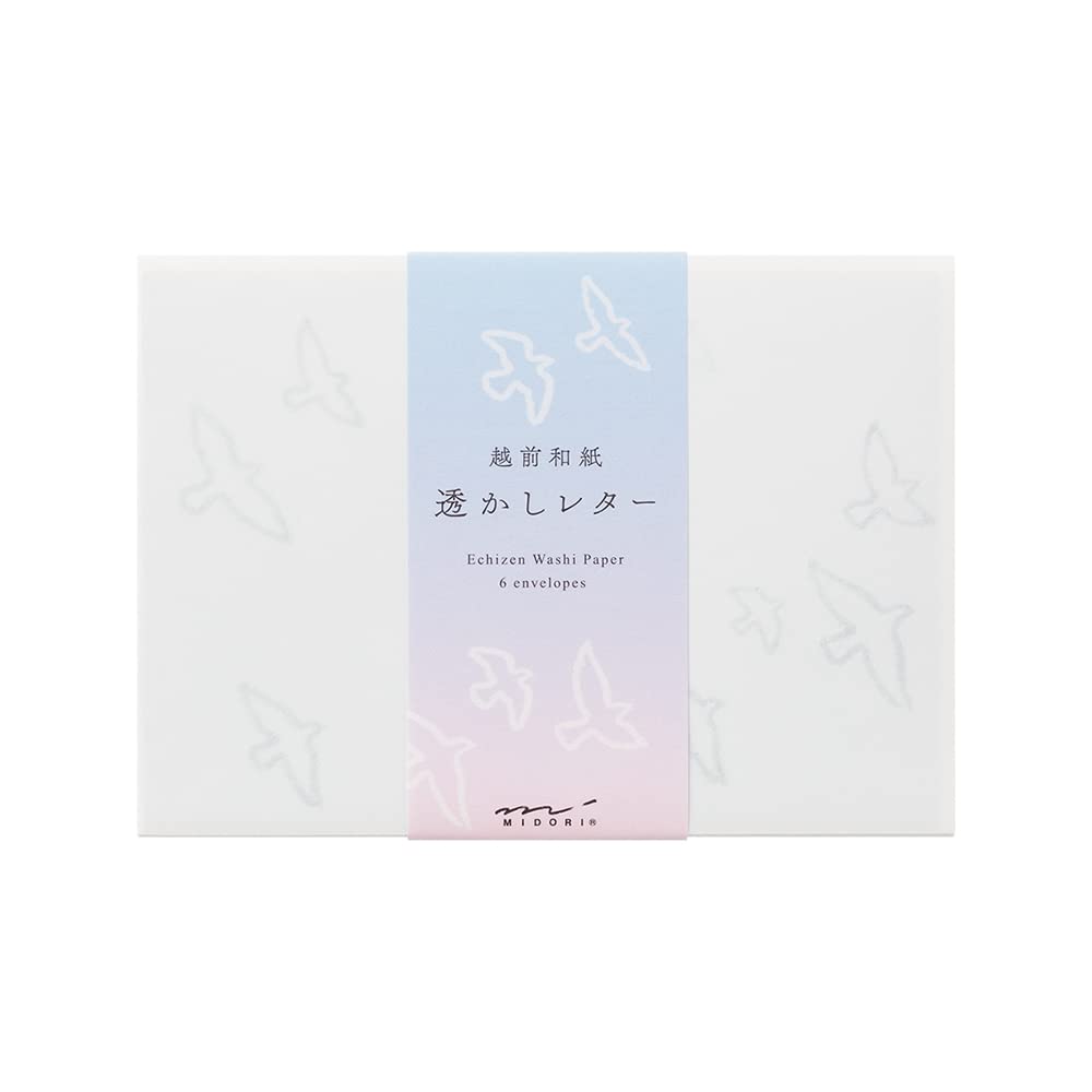 Midori 20576006 Envelopes, Watermark, Western 2, 6 Washi Paper, 6 Colored Paper, Tri-Pattern