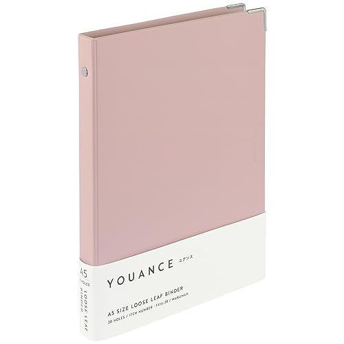 Maruman YOUANCE 20-Ring Binder, Holds 70 Sheets, A5 5.83"x8.27", Light Pink