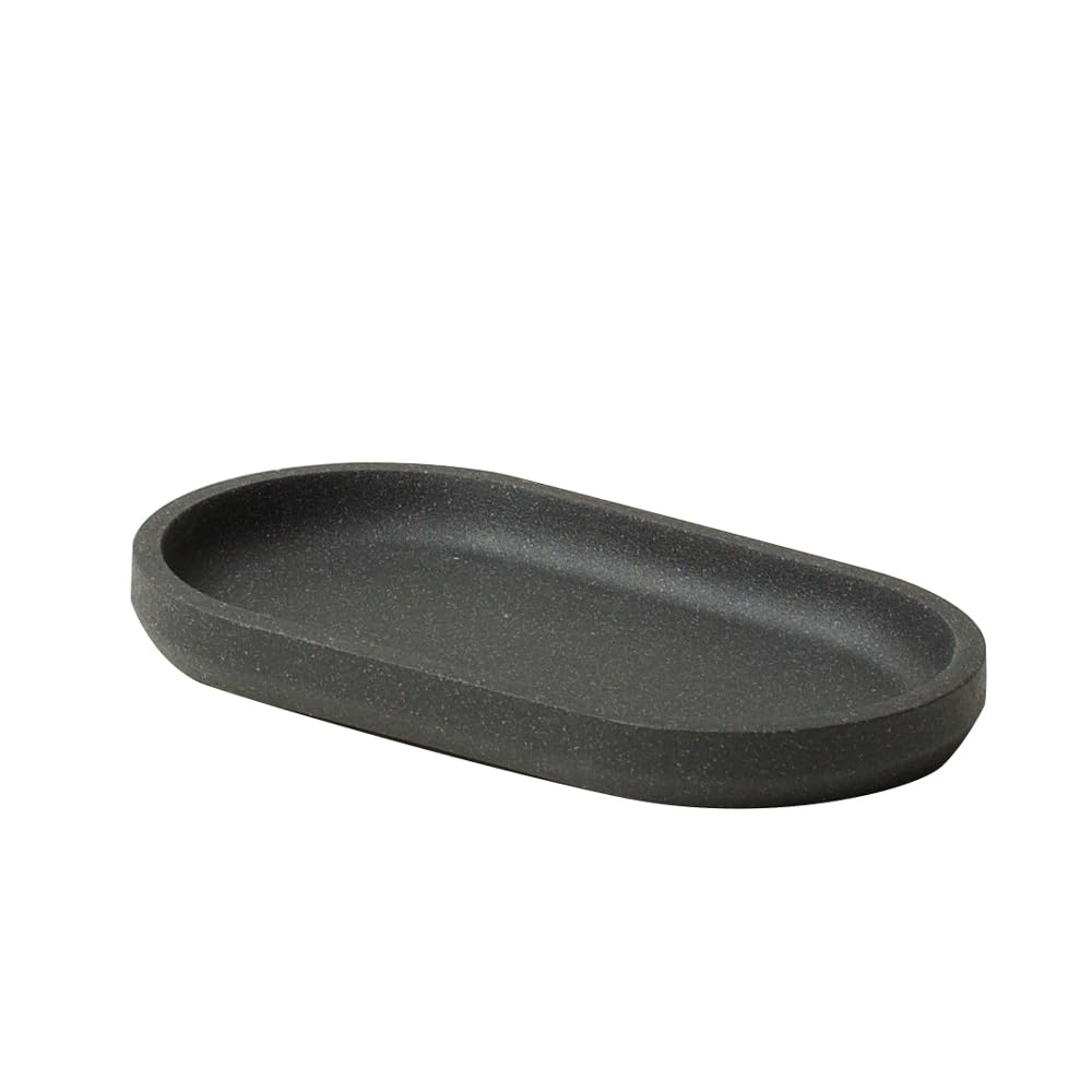 ideaco Tabletop Stationery Accessory Tray, Width 7.1 x Depth 3.9 x Height 0.9 inches (18 x 10 x 2.2 cm) Tray Stone Sand Black