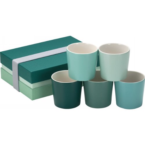 日本陶彩 Nippon Pottery H15842300 Free Cup Set, Gradient (GR), Green, 10.1 fl oz (300 ml), Pack of 5