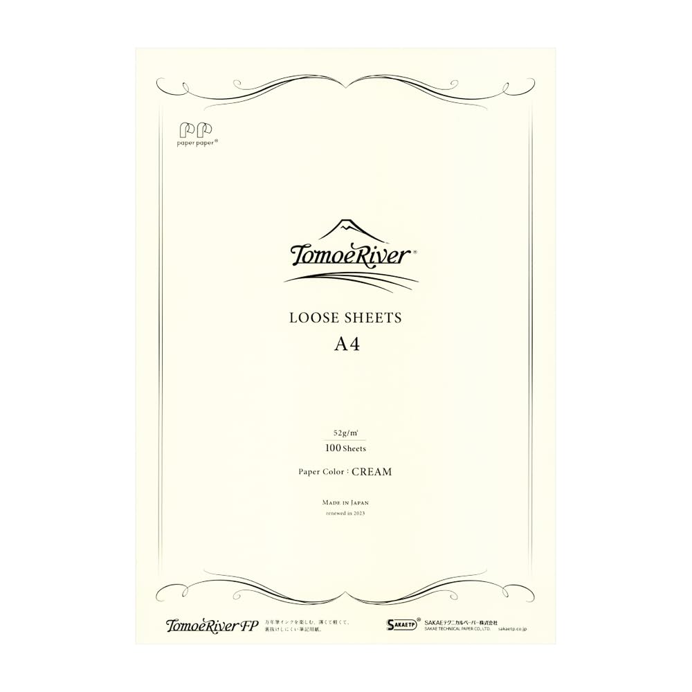 Tomoe River FP 52gsm Loose Sheet by SANZEN, 8.27 x 11.7 Inches (A4-size), Cream, 100 Sheets/Pack (SR-A4P-C)