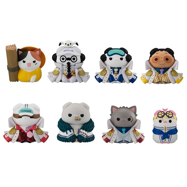 MEGA CAT Project One Piece Nyanpe! Luffy VS Navy Edition (Box), Approx. 1.2 inches (30 mm), PVC Pre-Painted Complete Figure