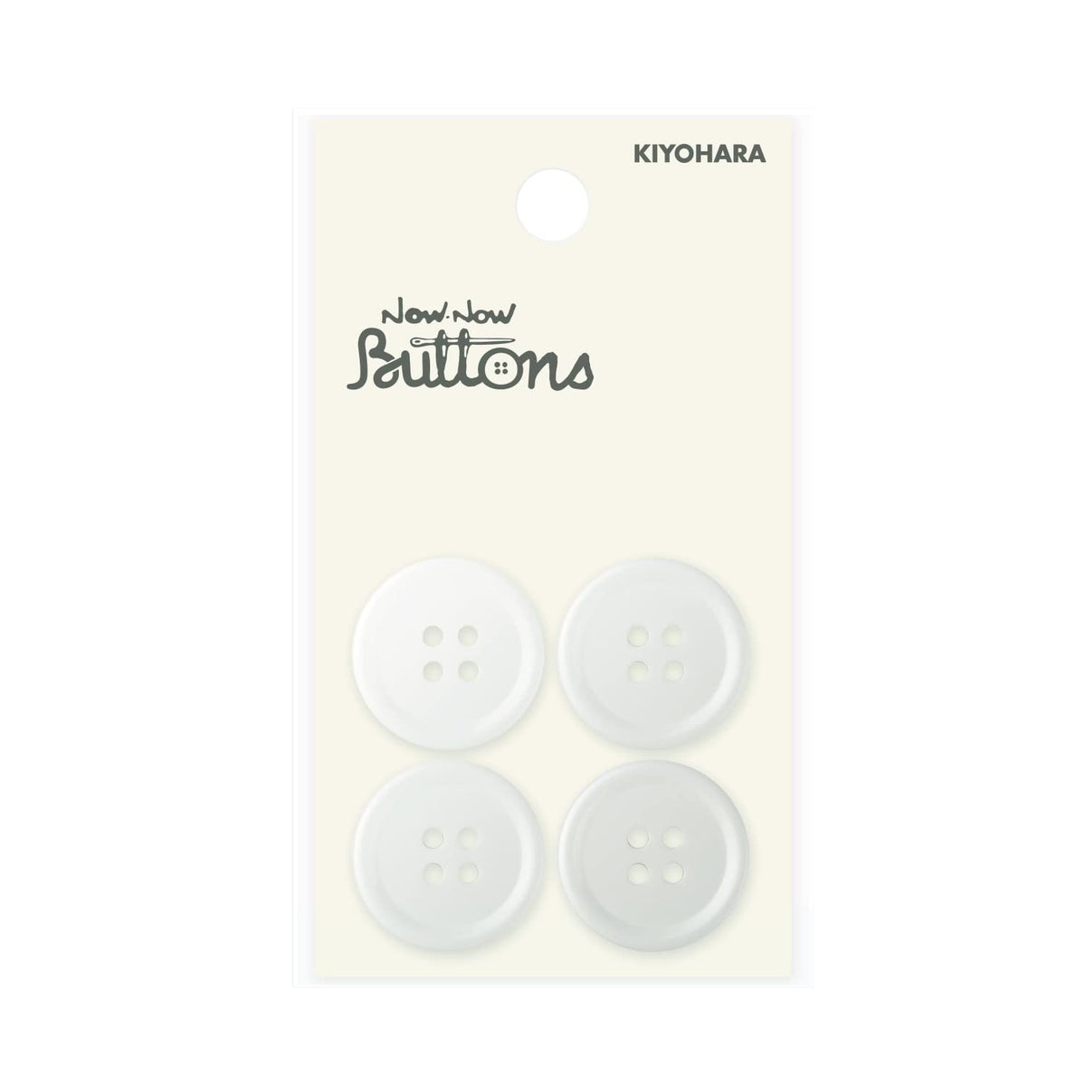 KIYOHARA NWN61 Now Now Button Color Buttons, 4 Holes, Diameter 0.8 inches (20 mm), White