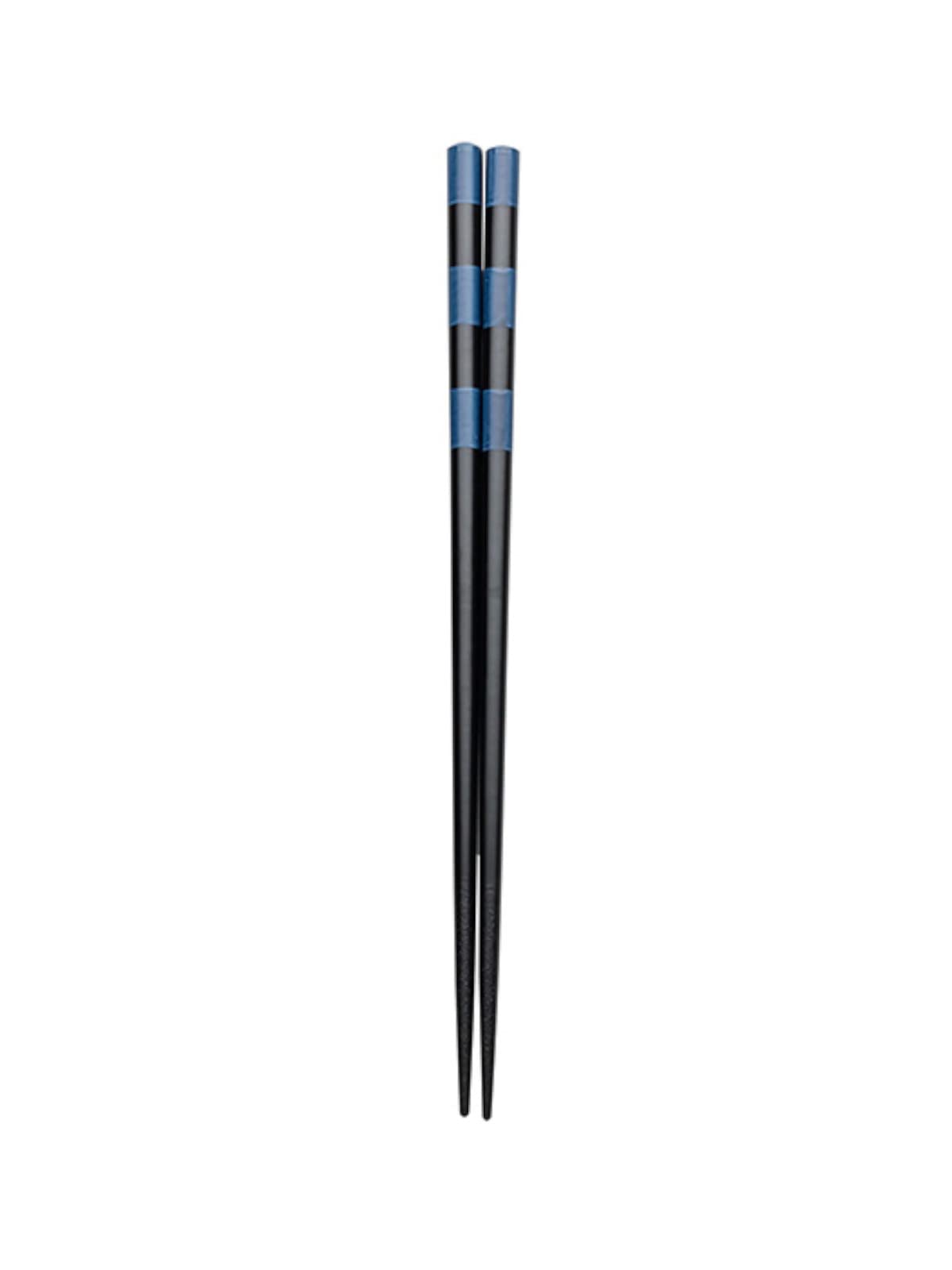 Asahi Kouyo W-1088 Chopsticks, Dishwasher Safe, 9.1 inches (23 cm), Black Border, Blue, Natural Wood, Made in Japan, 1 Pair