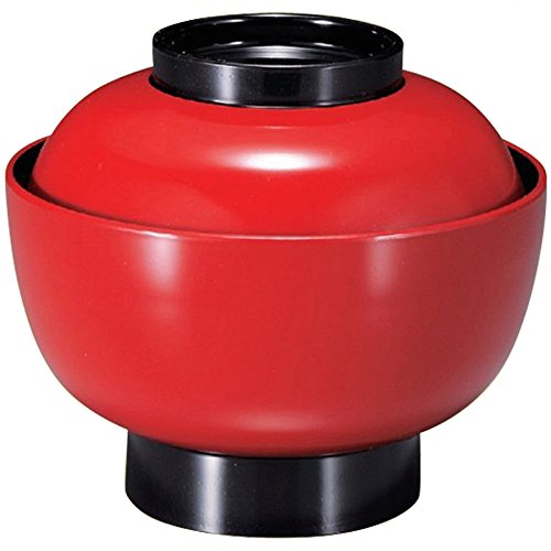 福井クラフト(Fukui Craft) Bowl: 3-244-5, Black with Red Brim, 4.5 Size, Zoniboiled Bowl, φ 5.2 x H 4.6 inches (13.2 x 11.6 cm), 23.3 fl oz (630 cc, 680 g)