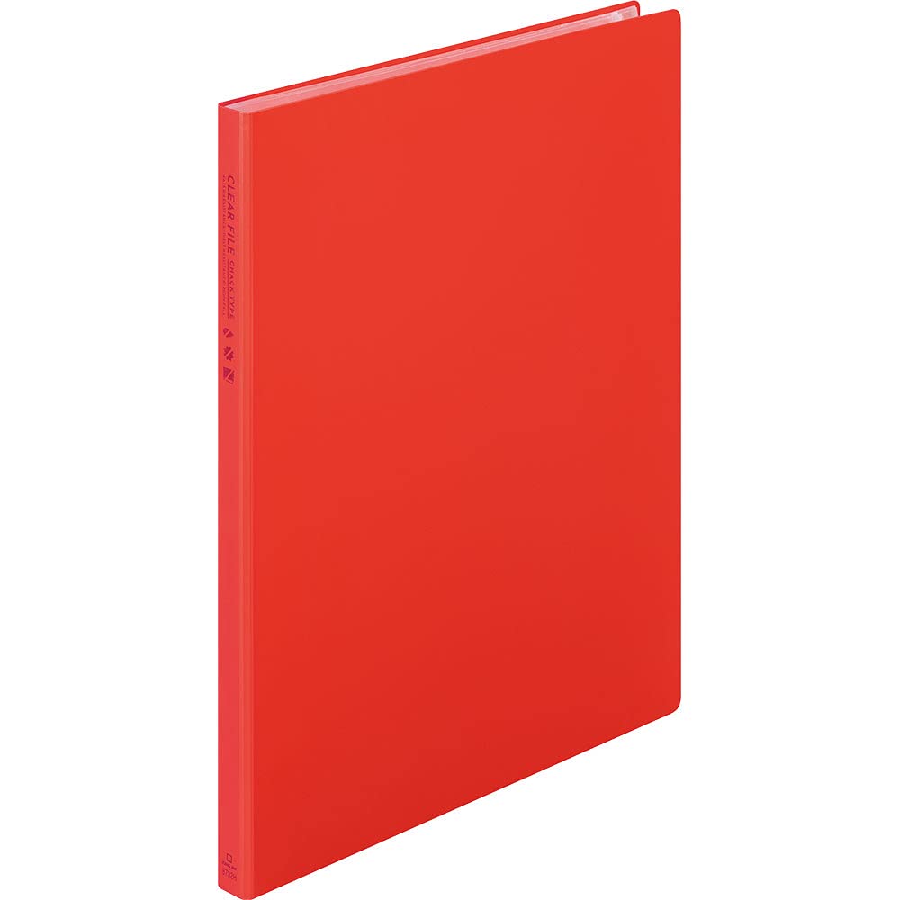 King Jim 8732H-R Clear File Zipper Type, 6 Pockets, A4 Vertical, Red