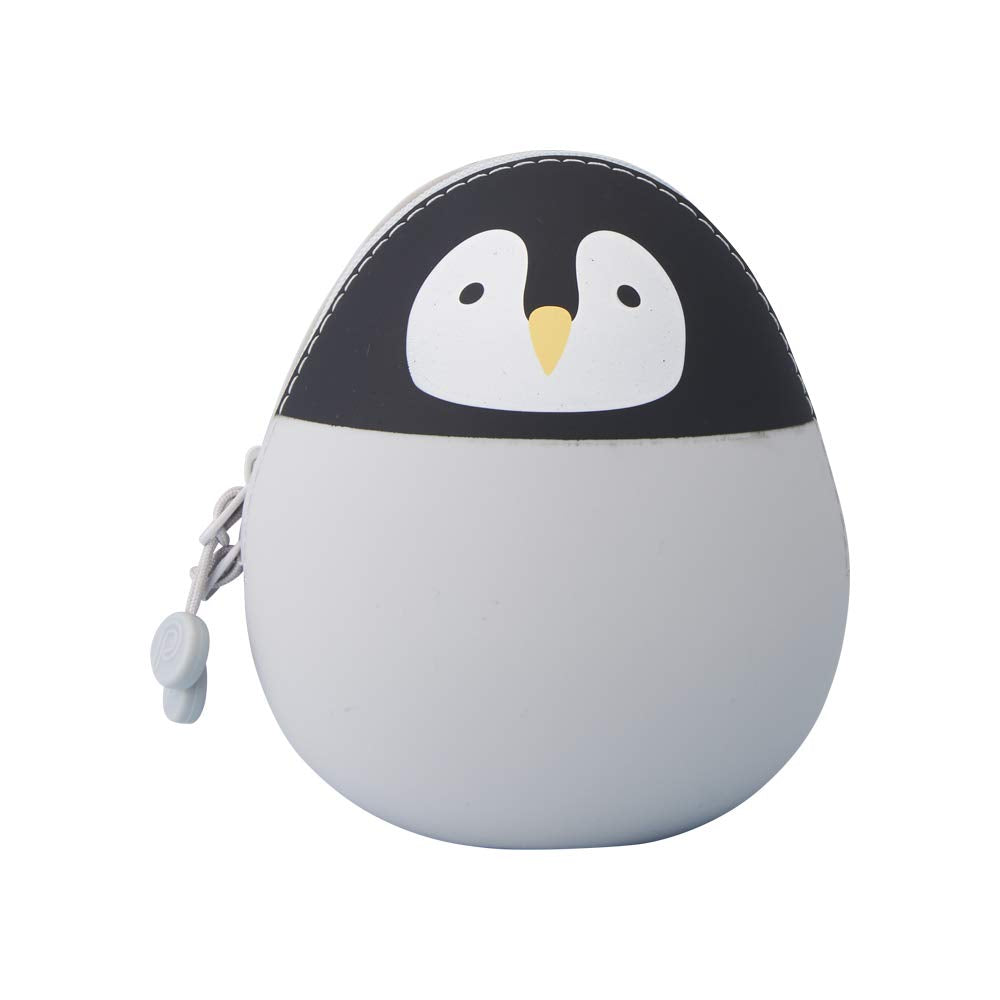 LIHIT LAB PuniLabo Mini Zipper Pouch, Egg-Shaped, 2.2" x 2.4", Penguin (A7782-10)
