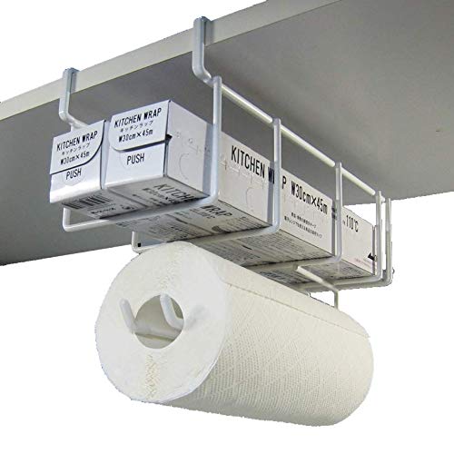 Wrap holder & Kitchen paper holder (cut with one hand) drilling unnecessary screwed unnecessary made in Japan