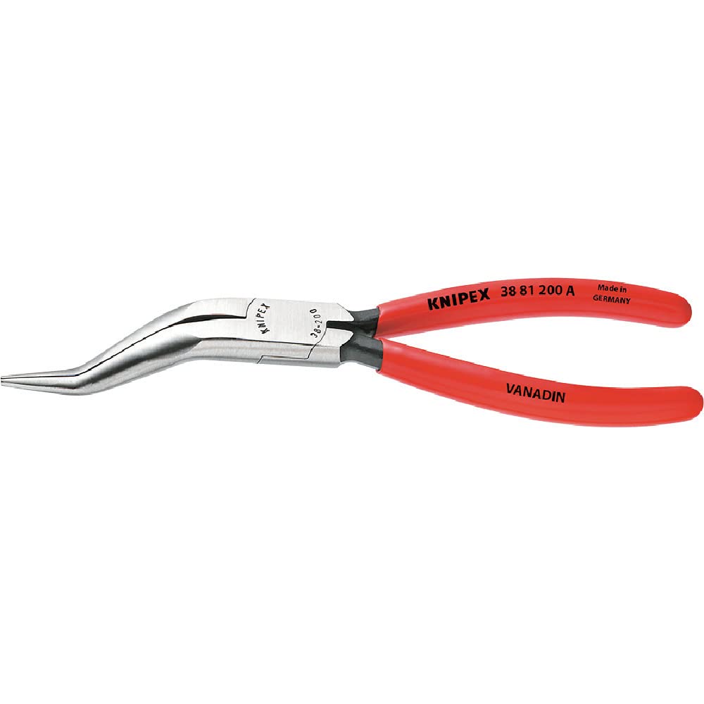 Knipex 8" Mechanic's Double Angle Long Nose Pliers w/o Cutter - Plastic Grip, A Pattern
