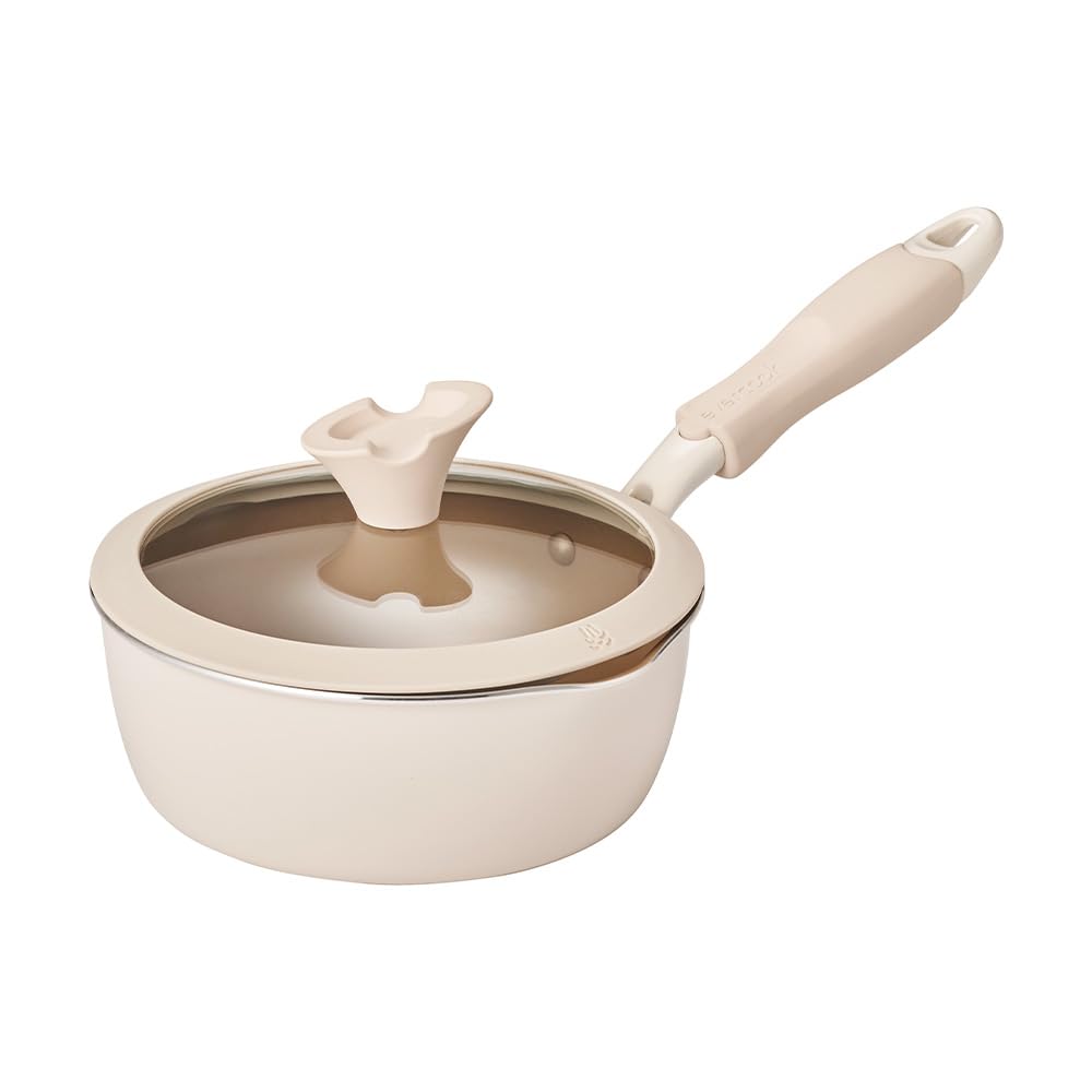 Evercook Multi-Pan, 7.1 inches (18 cm), Induction Compatible, Gas Fire Compatible, 500 Day Warranty, Glass Lid, Non-Stick Easy Care, Ivory Doshisha
