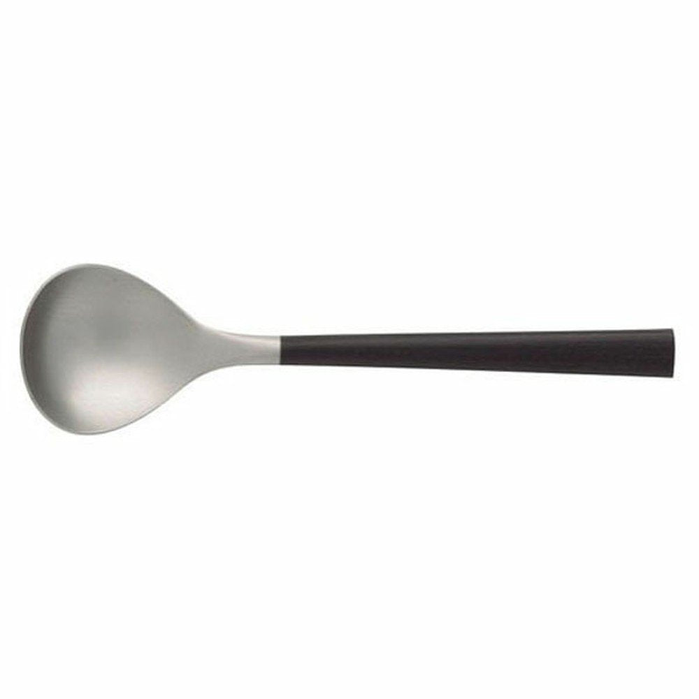 Sori Yanagi Simple Form Cutlery for Easy Use, Tsubamesanjo Stainless Steel, Black Handle Soup Spoon, Sleek Design for Smooth Mouth, Dishwasher Safe, 18-8 Stainless Steel