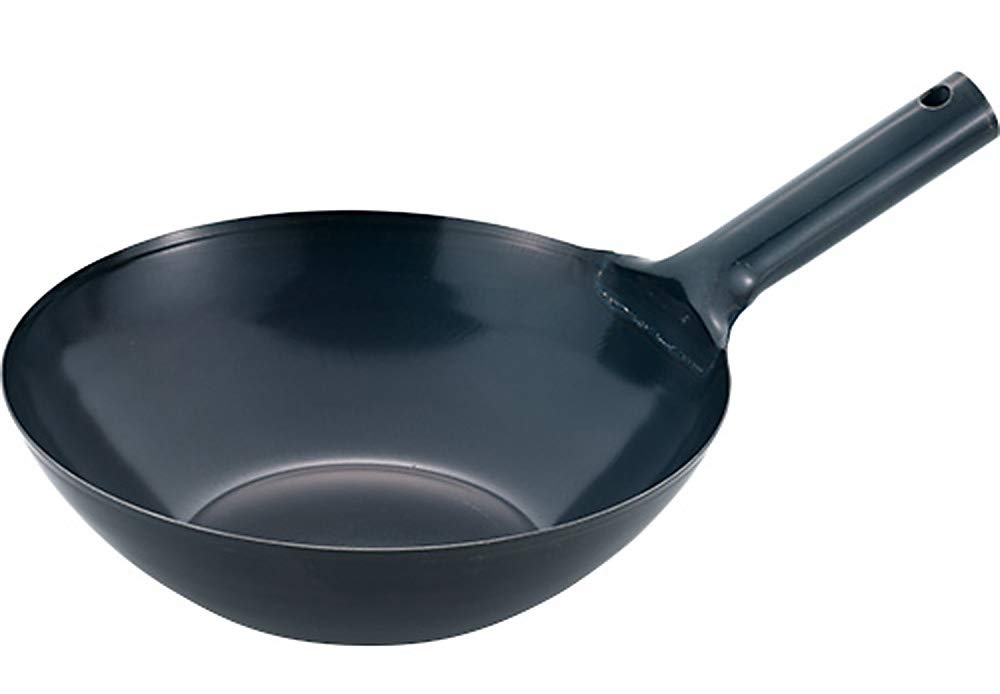 Summit Kougyou Wok, Black, 11.8 inches (30 cm), Flat Bottom Beijing Pot, Gas Fire, Induction Use, Thick Bottom, Professional Specifications