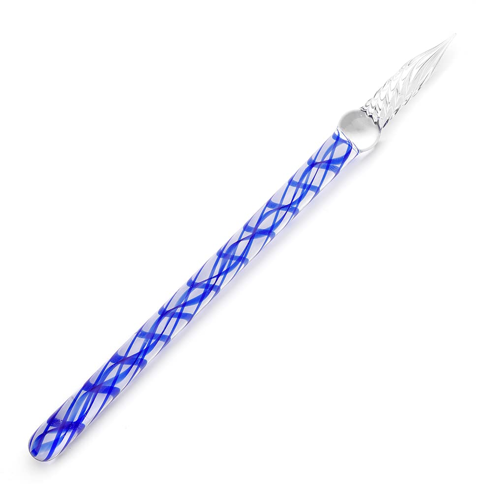 Elban Herbin hb21716 Glass Pen, Helix, Royal Blue, Exclusive Box, French Traditional Brand Founded in 1670, Handcraft