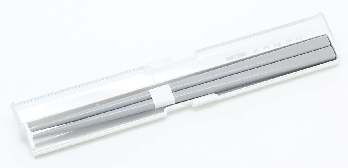 OSK HS-18 Lunch Box Slim Chopsticks Case Set, Stock & Lunch, White, 7.1 inches (18 cm), No Crunching Noise, Made in Japan