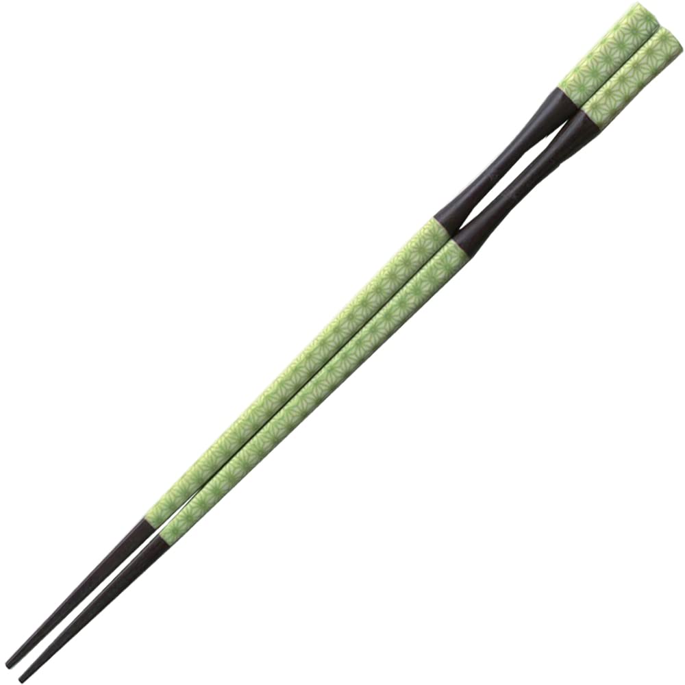 Fukui Craft PBT Resin Coated Chopsticks, Made in Japan, Dishwasher Safe, Pestle-Shaped Takushima Chopsticks, Green Hemp Pattern, 7.5 inches (19.0 cm), Made in Japan