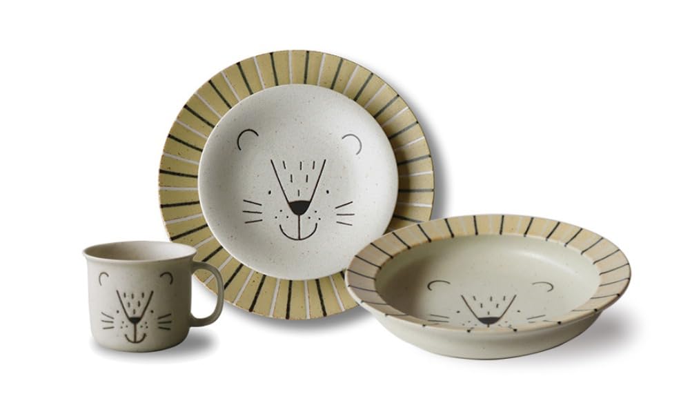 Minorutouki mino ware"MOGUMOGU" Gift Set Lion pattern, BoxSize:8.86×13.78×3.54in 62.5oz Made in Japan