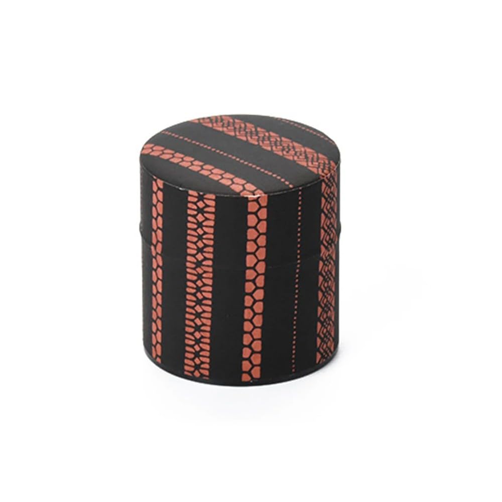 Haikara-san Japanese Tea Storage Canister, Washi Paper Wrapped, Traditional Design, Airtight Lid (Stripe ?, Small (100g))