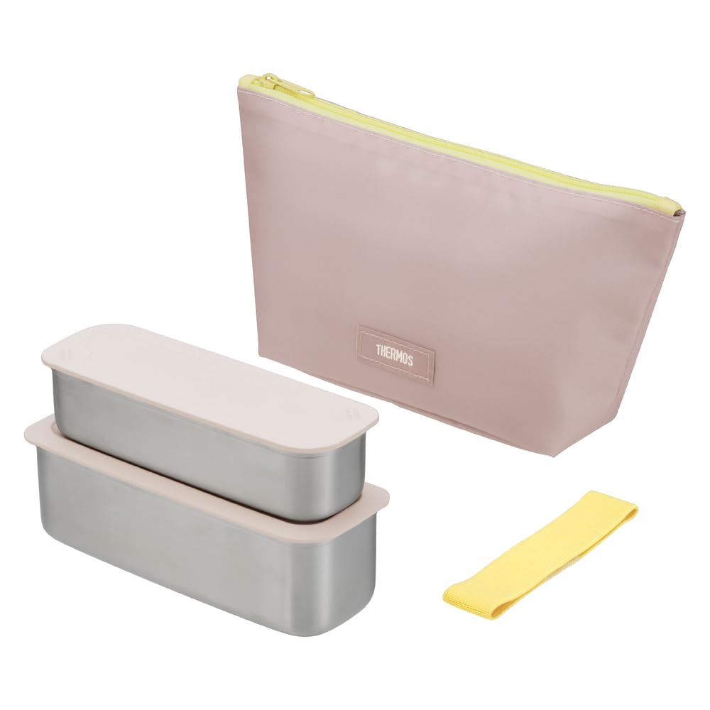 Thermos DSA-605W Y-P 2-Tier Slim Fresh Lunch Box, 21.8 fl oz (635 ml), Yellow Pink