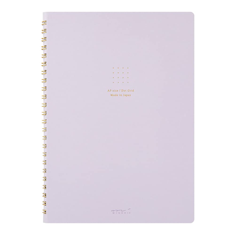 DESIGNPHIL Midori 15335006 Notebook, Ring Notebook, Color, Dot Square, Purple, A5