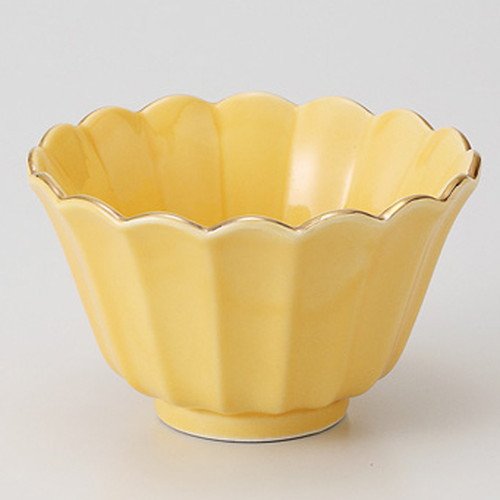 せともの本舗 Yellow Chrysanthemum Shaped Small Pot, 3.0 x 2.3 inches (7.7 x 5.8 cm), 5.3 oz (150 g), Small Bowl, Restaurant, Commercial Use,