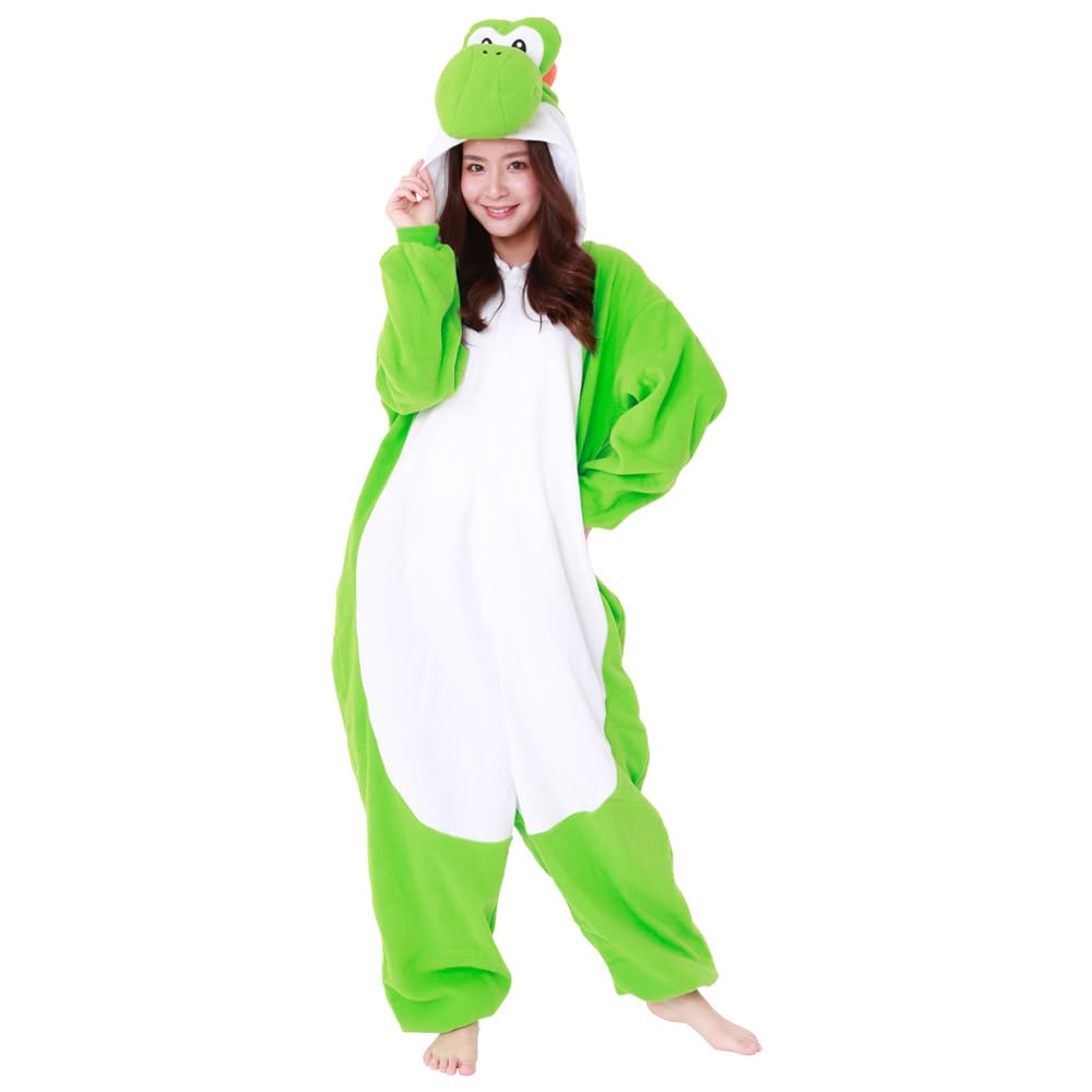 SAZAC Kigurumi Super Mario Bros. Yoshi - Onesie Jumpsuit Halloween Costume (One Size) Green