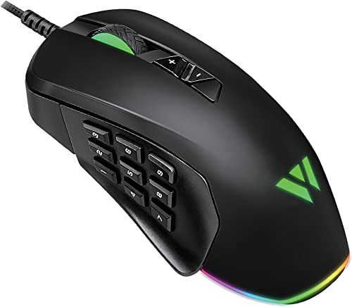 I-CHAIN Wizard MMO MK21C2 Wired and Side Interchangeable Multi-Functional Gaming Mouse, 3-9 Buttons on The Side, 10000DPI MMO MK21C2