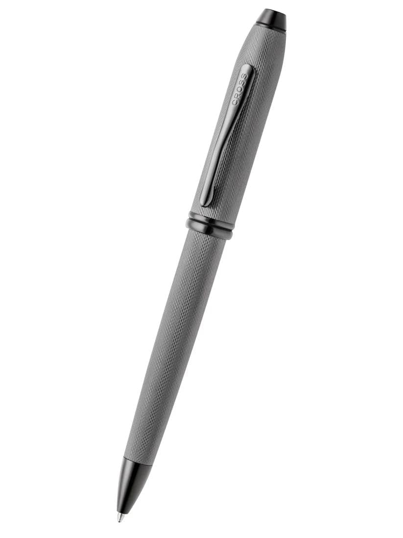 Cross Townsend Polished Slate Gray Engraved Diamond Pattern & PVD Appointments Ballpoint Pen, Black Ink - Elegant, Effortless Writing - Consistent, Smooth Writing - Large Nib - Reliable & Long-Lasting