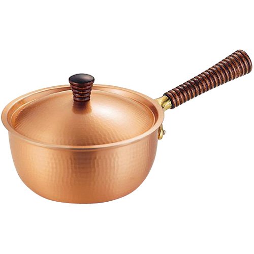 Shinko Metal MD-0102 Single Handled Pot, Raw Copper, 7.1 inches (18 cm), Copper Raku Magokoro Denshin