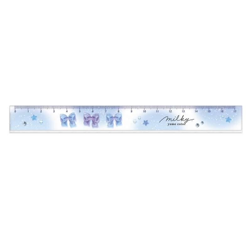 Camio Japan 231204 Milky Blue Ribbon Slim Ruler 6.7 inches (17 cm)