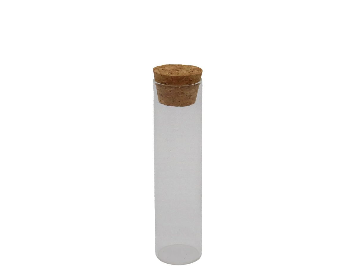 グラススクエア Glass Square Cylindrical Long Pot Small Cork Glass Bottle with Cork, 6 Count