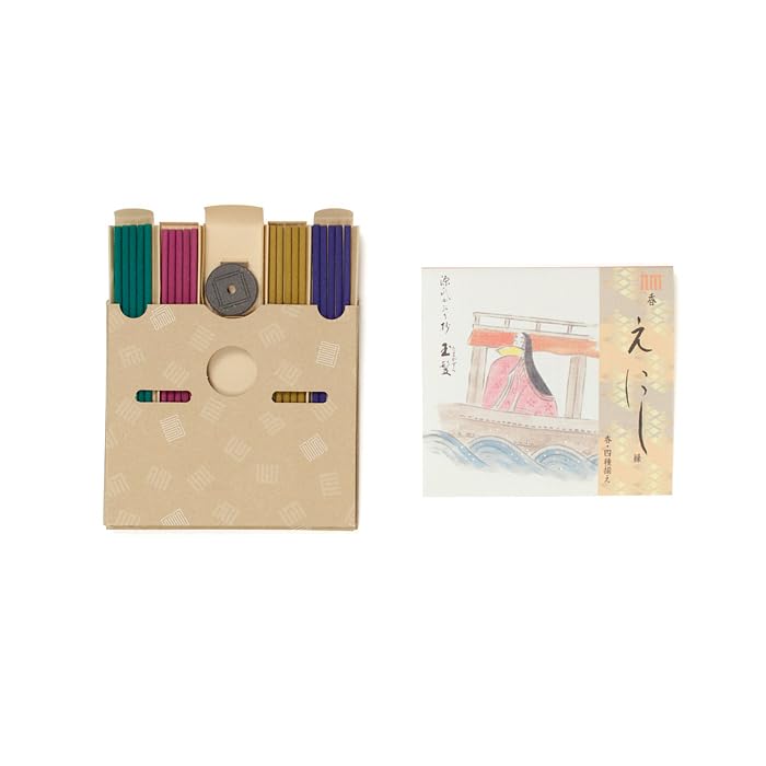 松栄堂 Shoyeido 624301 Shoyeido Incense Incense, Genji Kaorisho Tamakazura, Tamakazura Sticks, 4 Types, 20 Sticks, Made in Japan, Simple Incense Holder Included