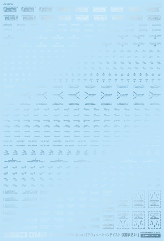 Ashita Decal 1/100 GM Cause Decal #1 "Aviation English #1" Metallic Light Blue
