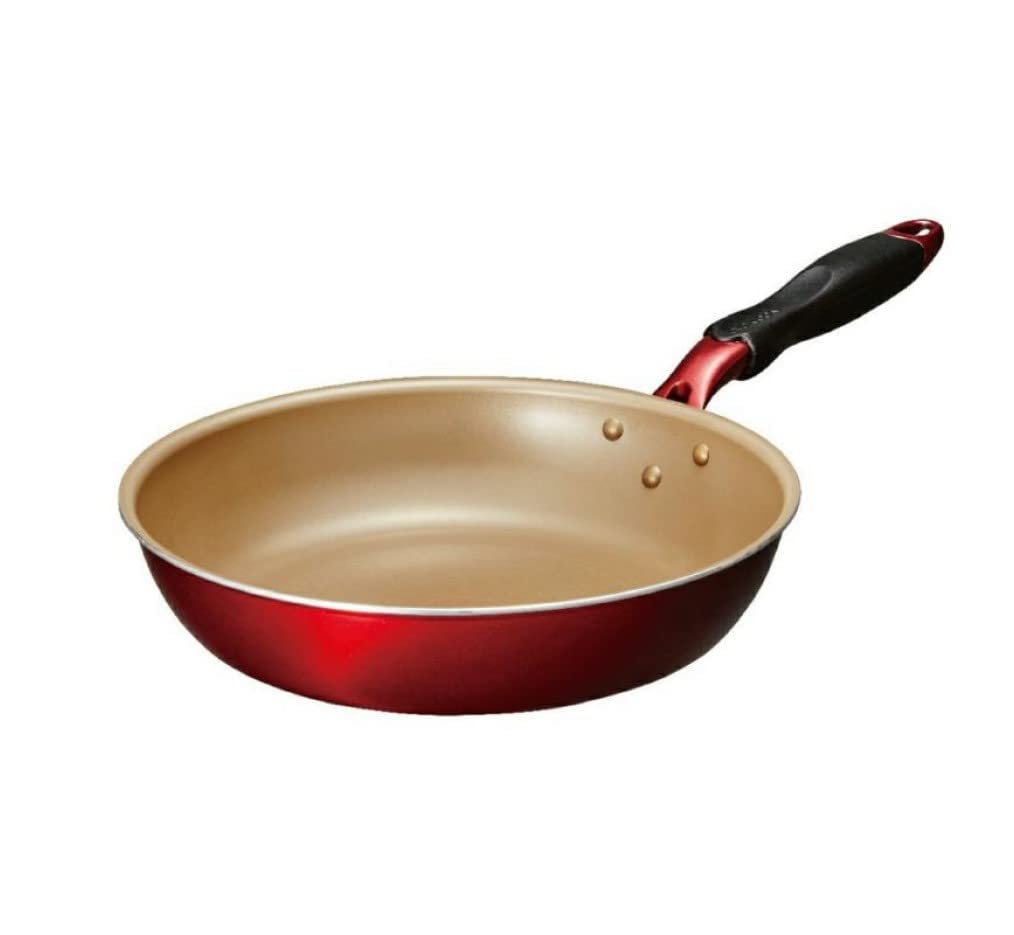 Evercook Frying Pan, 11.0 inches (28 cm), Compatible with All Heat Sources (IH Compatible), Evercookα, PFOA Free, Wine Red, Doshisha