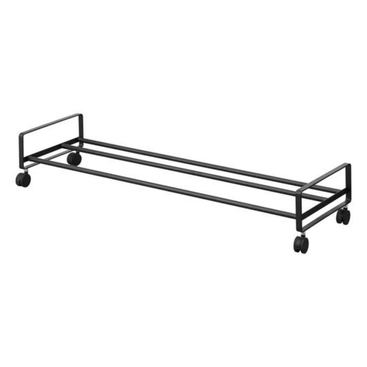 YAMAZAKI 1623 Tower Shoe Rack with Wheels Black Steel/Nylon Minimalist 83.5 x 27.5 x 14.5 cm