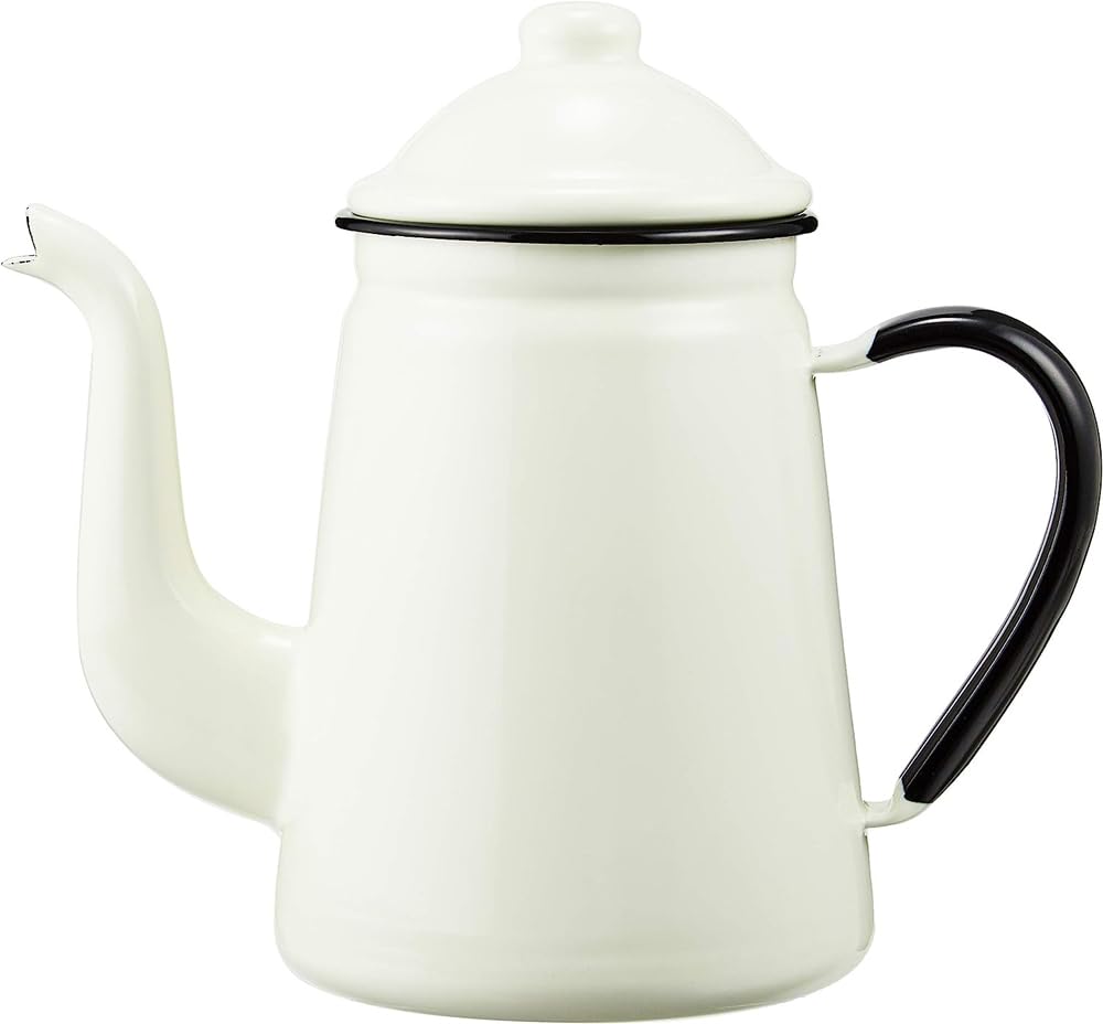 Noda Horo Coffee Pot, Enameled 0.4 fl oz (1.6 L), For Gas Fire, White, Made in Japan, Giraffe