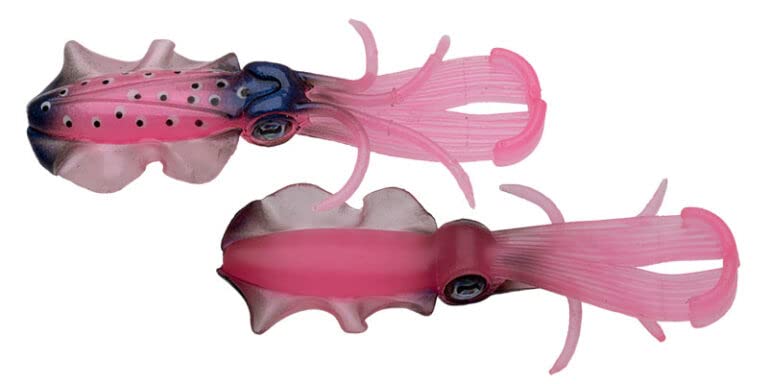 Ecogear Power Squid 3.5" 518 CP Clear Pink Green Squid (Luminous Light)